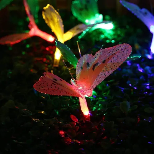 Vista 6 de Tiras de luces soles de 24 LED con forma de mariposa resistentes al agua para exteriores, jardín, patio, dormitorio, balcón e interiores