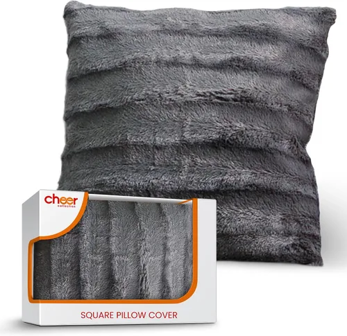 Vista 12 de Cheer Collection Funda de Almohada Decorativa de Piel Sintética 18x18 pulgadas– Funda de Almohada de Acento Decorativa Suave para Sofá o Cama, Funda