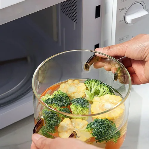 Vista 5 de ERINGOGO Cacerola de vidrio con tapa, olla de cocina de 50 onzas con tapa y asa, utensilios de cocina de vidrio de borosilicato alto, olla a fuego