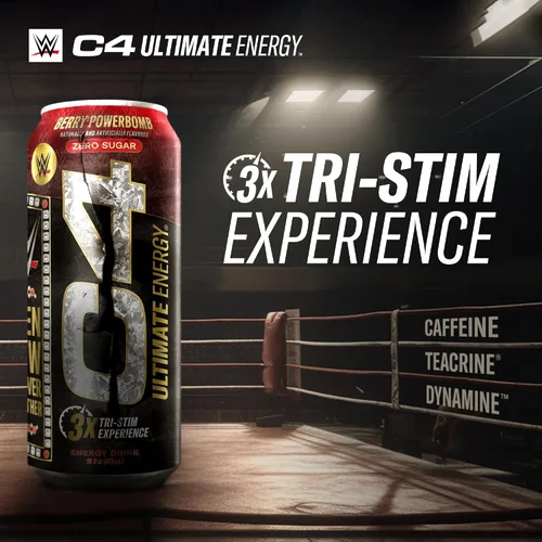 Vista 2 de Cellucor C4 Ultimate x WWE - Bebida energética sin cafeína de 300 mg Knockout Nectarina Guayaba 16 onzas (paquete de 12)