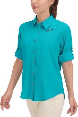 Vista 13 de Little Donkey Andy Camisa de manga larga transpirable con protección UV UPF 50 para mujer, de secado rápido, para pesca y senderismo