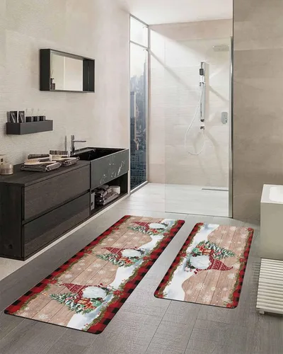 Vista 2 de Tapete de baño de Navidad para bañera, antideslizante, de secado rápido y absorbente, de tierra de diatomeas, tapete de cocina, felpudo de cocina