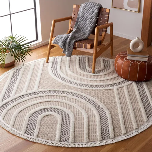 Vista 9 de SAFAVIEH Urban Collection URB210B - Alfombra para pasillo, 2 pies 2 pulgadas x 8 pies, beige y marfil, diseño moderno de flecos con borlas