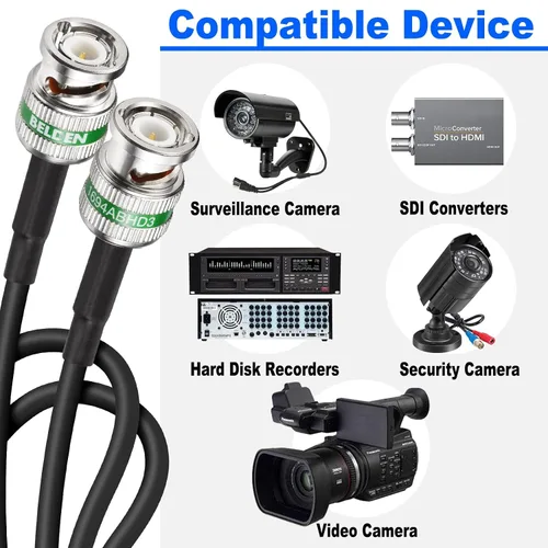 Vista 2 de Superbat Cable SDI 12G de 3 pies 4K UHD Belden 4694R BNC macho a macho Cable de 75 ohmios compatible con video 6G-SDI 12G-SDI 4k/8k para Blackmagic