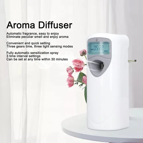 Vista 2 de Dispensador automático de ambientador en aerosol, dispensador de fragancia ABS de montaje en pared, mini dispensador de perfume en aerosol