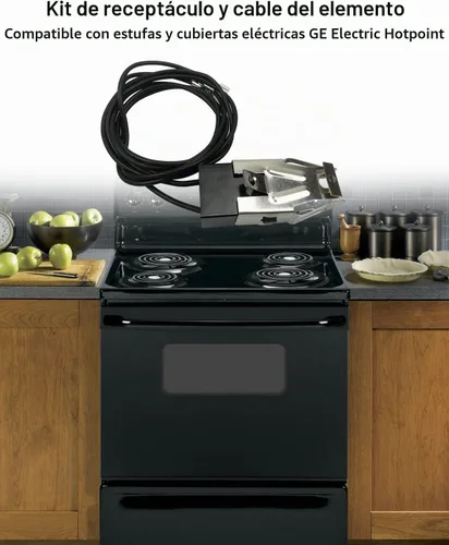 Vista 2 de Paquete de 2 receptáculos de elementos WB2X8228 y kit de cables compatible con GE Electric Ranges quemadores de estufa eléctrica, piezas de Paquete 2