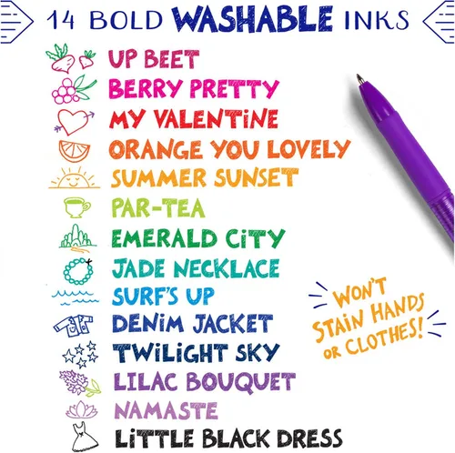 Vista 5 de Crayola Bolígrafos de gel de colores para niños y adultos, bolígrafos lavables de punta media, 14