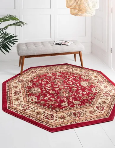 Vista 41 de Unique Loom Sialk Hill Collection - Alfombra de área Washington (6' 1" x 9' Rectángulo Burdeos/Crema)