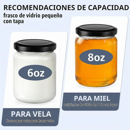Vista 4 de Folinstall Tarros de vidrio pequeños de 8 onzas con tapas herméticas, 20 tarros de vela para hacer velas, fiesta de boda, tarros vacíos