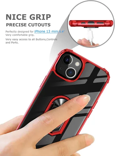 Vista 6 de Ring Kickstand - Funda transparente para iPhone 13 Mini de 5.4 pulgadas, protección contra caídas, funda protectora delgada, parachoques flexible +