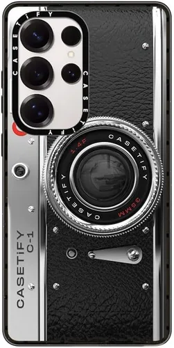 Vista 21 de CASETiFY Funda de impacto para Galaxy S22+ - Adhesivo Aries Moross, color negro transparente