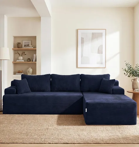 Vista 80 de Hobestluk - Sofá modular sin hueso, sofá seccional en forma de L 96" Right Facing Chaise Black,Memory Foam,Removable Cover,Non-slip Bottom,No