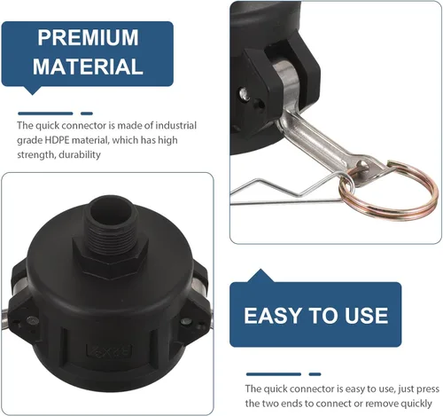 Vista 9 de Ibc Tote Adapter Hdpe Quick Connect Fitting 2 Inch to 3/4 Inch