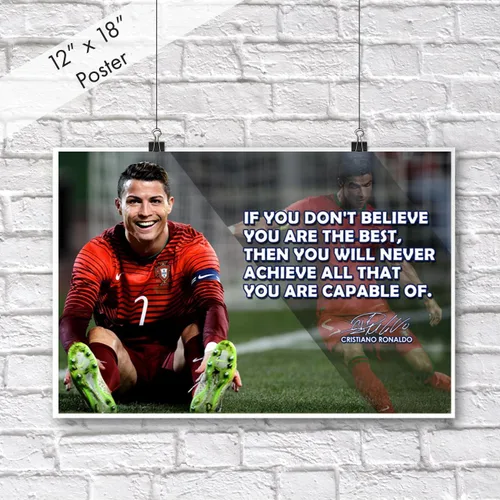 Vista 2 de Cristiano Ronaldo Póster Motivacional Cita Citas Inspiradoras Pósters para Aula Fútbol Masculino Entrenamiento Profesional Arte de Pared Mentalidad
