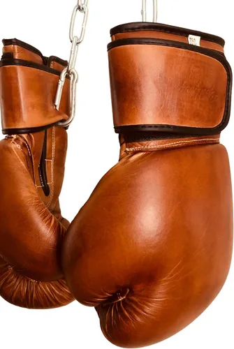 Vista 5 de Geoffrey Guantes de boxeo versión PRO de 16 onzas, cuero bronceado, vintage, MMA, entrenamiento retro
