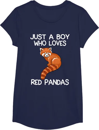 Vista 64 de Just A Boy Who Loves Red Pandas Gift - Camiseta con diseño de panda roja, Negro, S