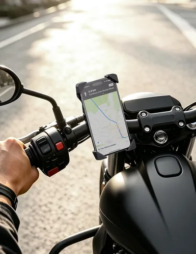 Vista 9 de Grefay Soporte para teléfono de bicicleta, soporte de teléfono para motocicleta con abrazadera de manillar para bicicleta, adecuado con iPhone 16 15