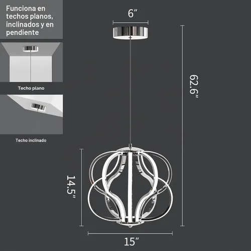 Vista 6 de Candelabro LED moderno con diseño acrílico, ajustable, fácil de instalar, adecuado para comedor, sala de estar, dormitorio, cocina y pasillo