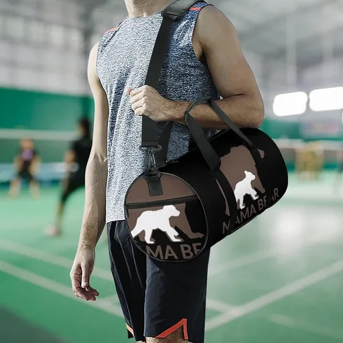 Vista 6 de Mama Bear - Bolsa de lona cilíndrica ligera para viajes, gimnasio, con correa para el hombro, para deportes, entrenamiento, yoga
