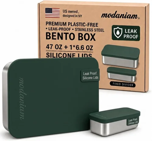 Vista 16 de Modaniam Flexibento - Juego de recipientes de acero inoxidable con tapas de silicona, paquete de 2 unidades de 14 onzas cada uno