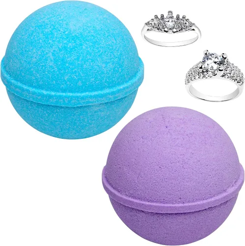 Vista 3 de Ocean Breeze - Juego de 2 bombas de baño de lavanda con anillo tamaño 6 en el interior, cada una fabricada en Estados Unidos