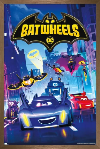 Vista 15 de Trends International DC Comics TV Batwheels - Póster de pared de arte clave, 22.4 pulgadas de largo x 14.7 W, versión enmarcada de madera de granero