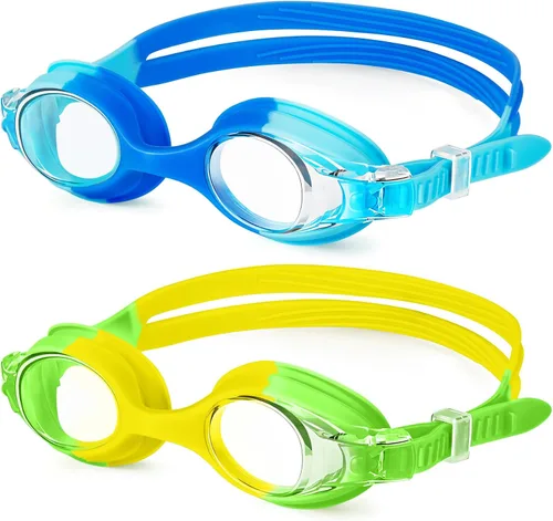 Vista 12 de NSSIW Gafas de natación para niños, gafas de natación para niños: gafas de piscina antivaho sin fugas, paquete de 2 unidades de 3 a 16 años