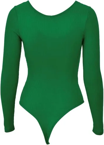 Vista 5 de Ludhou Body de manga larga con cuello en V profundo para mujer, diseño cruzado fruncido, con escote en V y fruncido
