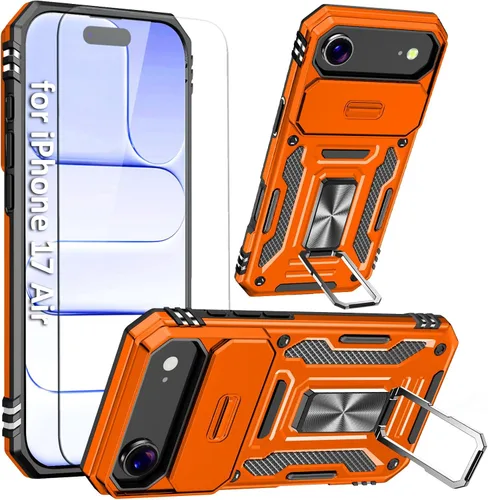 Vista 14 de Funda compatible con iPhone17 Pro con soporte, cubierta de cámara y protector de pantalla HD, doble capa a prueba de golpes, protección contra