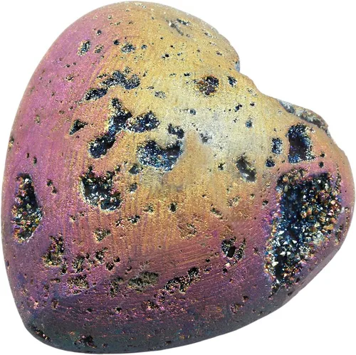 Vista 2 de Rockcloud Forma de corazón titanio recubierto de ágata geoda drusa decoración para el hogar piedras de bolsillo espécimen 1.4-1.7", Duzy Geode