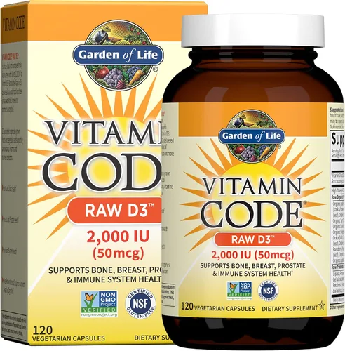 Vista 8 de Garden of Life Vitamina D, Vitamin Code Raw D3, Vitamina D 2,000 UI, Suplementos D3 de Alimentos Integrales Crudos con Chlorella, Frutas, Verduras