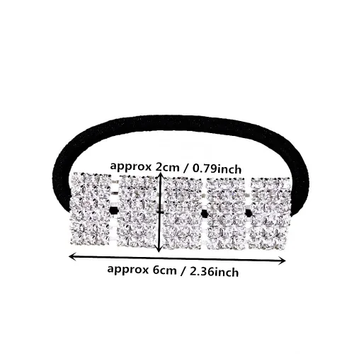 Vista 9 de 3 ligas elásticas para el cabello con diamantes de imitación para cola de caballo, accesorios para el cabello para mujeres y niñas