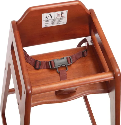Vista 8 de Silla alta de madera para restaurante lista para montar, sillas altas para bebés, silla de alimentación duradera con escalones, sillas altas