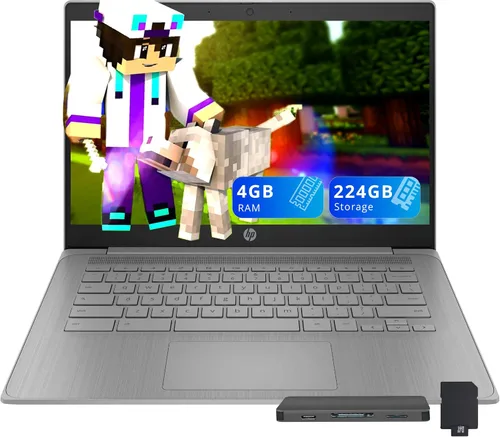 Vista 12 de HP Chromebook x360 - Laptop con pantalla táctil FHD de 14 pulgadas, procesador Intel N100, 4 GB de RAM, 224 GB de almacenamiento
