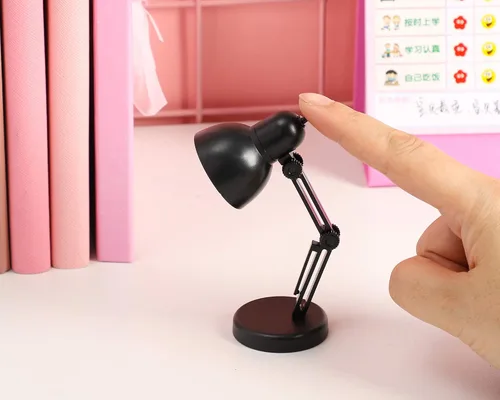 Vista 2 de Juego de 2 mini lámparas de mesa LED plegables para lectura nocturna, color negro Protección para los ojos, para el hogar, habitación