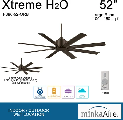 Vista 8 de MINKA-AIRE F896-52-ORB Xtreme H2O Ventilador de techo para exteriores de 52 pulgadas, bronce aceitado