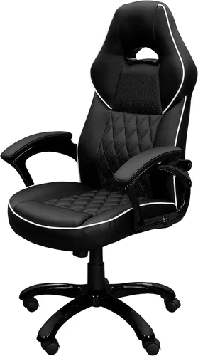 Vista 10 de Techni Mobili Silla ejecutiva de piel sintética con reposabrazos acolchados, silla de oficina de estilo de carreras ajustable en altura con control