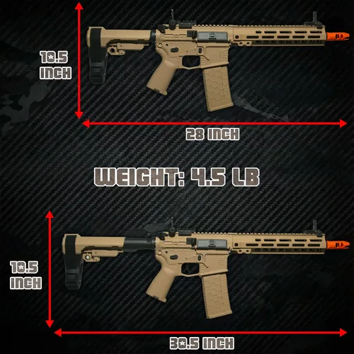 Vista 3 de EMERBU Pro-Grade Gel Splatter Ball Blaster SLR Actualizado por EMERBU - Cuerpo de Metal y Nylon - 11.1V Alta Potencia - Conjunto de Engranajes