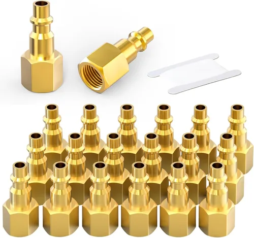 Vista 12 de Accesorios de aire industriales macho NPT de 1/4 pulgadas, accesorios de aire de conexión rápida de latón, enchufe de accesorios para compresores