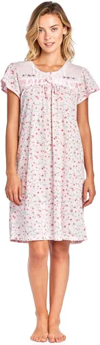 Vista 15 de Casual Nights Camisón de manga larga para mujer, diseño floral. Azul