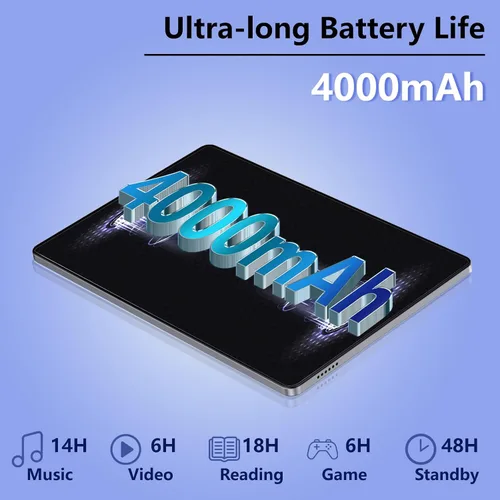 Vista 3 de Tablet Android de 10.1 pulgadas, 8 GB de RAM 128 GB de almacenamiento, Android 12 Oct-core procesador, 5 millones+13 millones de cámaras duales