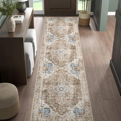 Vista 22 de jinchan Alfombra de Área 2x3 pies Alfombra Vintage de Entrada Lavable Bohemia Tapete Interior para Puerta Medallón Floral Tapete Pequeño para Puerta
