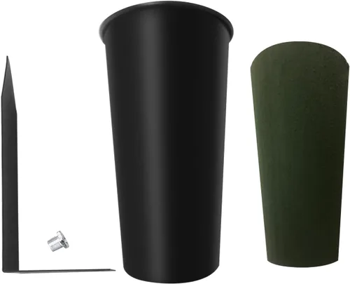 Vista 7 de Generic Jarrón de cementerio de metal con espuma floral y punta reforzada, jarrón rectangular negro para cementerio, funerales, día de los Caídos