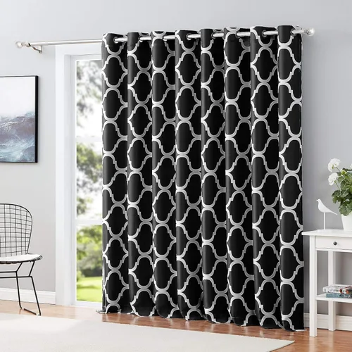 Vista 30 de Melodieux - Cortina opaca con aislamiento térmico y ojales, de estilo marroquí, 100 x 84 pulgadas, color gris (1 panel)