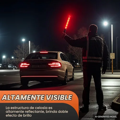 Vista 2 de Paquete de 10 varitas de señal de tráfico de 16 pulgadas, varita de control de tráfico LED roja con 3 modos de parpadeo, bastón de seguridad