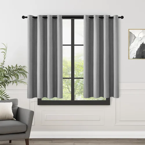 Vista 144 de ChrisDowa Cortinas 100% Opacas de Abedul Sólido de 45 Pulgadas de Largo, 2 Paneles para Dormitorio y Sala de Estar, Estilo Granja Oscurecedoras