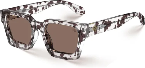 Vista 68 de VISOONE Moda 100% UV400 Protección Rectángulo TR90 Y2K Gafas de sol Accesorios para Mujeres Hombres RIVER, Transparente/Gris Rosa