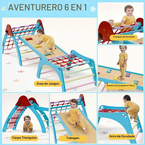 Vista 2 de Xilingol Pikler - Juego triangular de madera plegable, juego de escalada de madera para interiores, parque infantil en la selva, juego de escalada