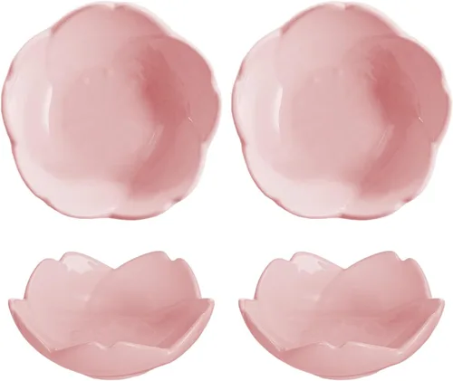 Vista 9 de WAIT FLY Hermosos platos de cerámica con forma de Sakura de 3 pulgadas, soportes para bolsas de té, platillo de ketchup / platos