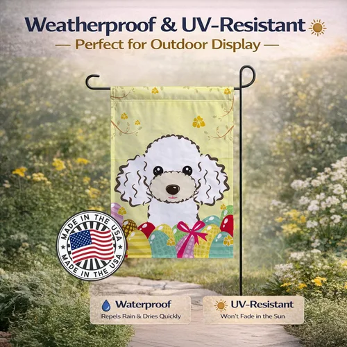 Vista 62 de Caroline's Treasures BB1923GF Bandera decorativa para jardín con diseño de Border Collie, para caza de huevos de Pascua, para jardín, jardín, patio